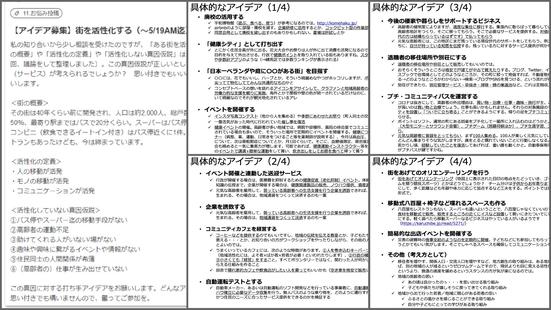 「街の活性化」にアイディア結集